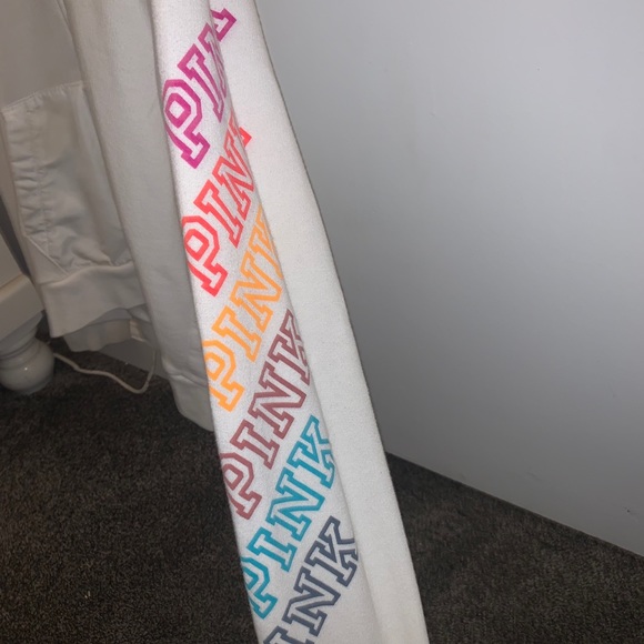 PINK white rainbow zip up jacket - Picture 2 of 5